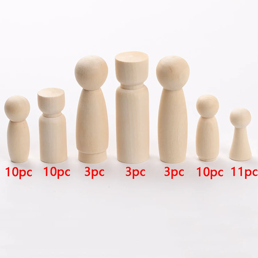 ABCPICK 50pcs Diy Children'S Painted Wooden Doll Box With Original Wood Color Puppet Person Creative Graffiti Toy Decoration