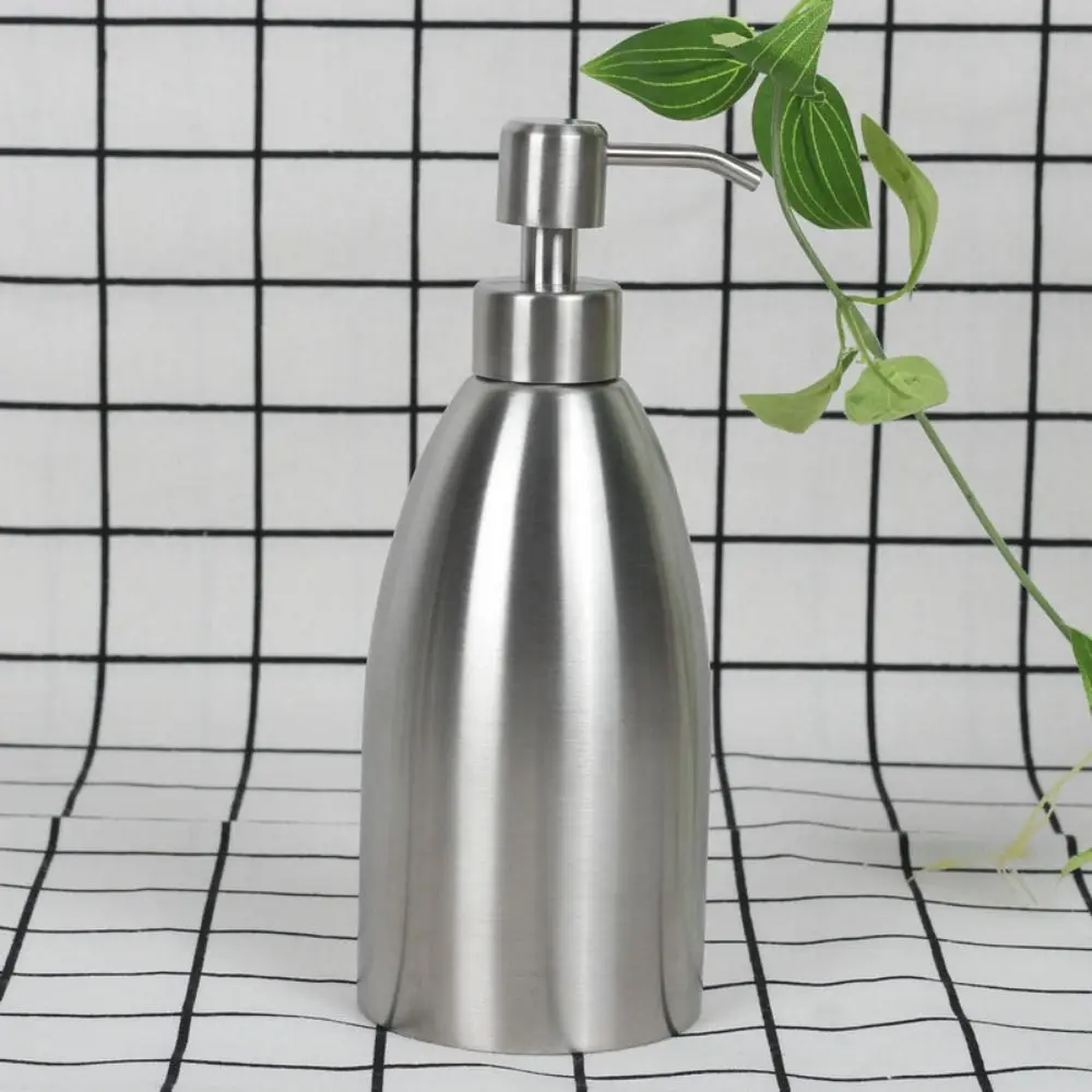 500ml Stainless Steel Soap Dispenser Refillable Press Type Shower Gel Bottles Practical Large Capacity Hand Sanitizer Holder