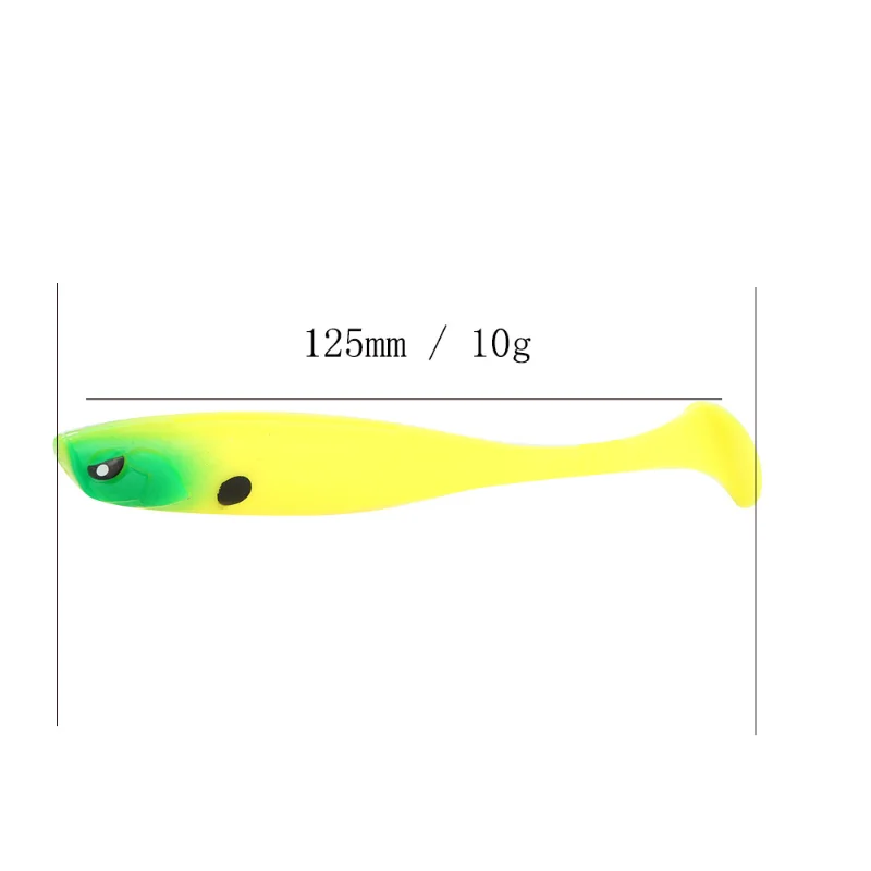 1 Pcs Soft Lures 10g 12.5cm Fishing Lure Wobblers Double Color Aritificial T Tail Silicone Bait Swimbait Bass Pike Tackle