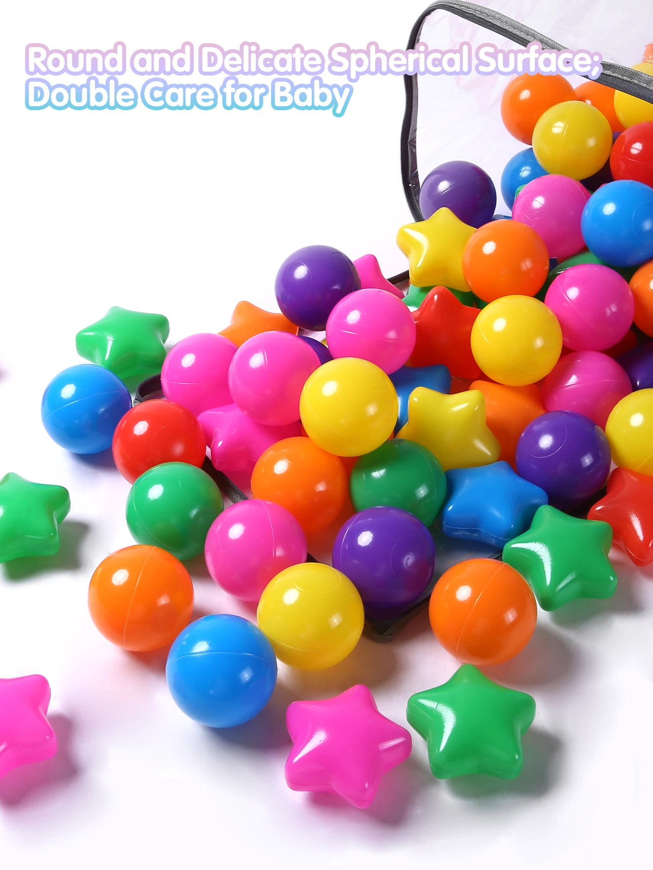 عبوة كرة مقاومة للسحق مكونة من 150 كرة بلاستيكية مقاس 2.16 بوصة على شكل نجمة وشكل دائري للأطفال خيمة لعب داخلية وخارجية #1