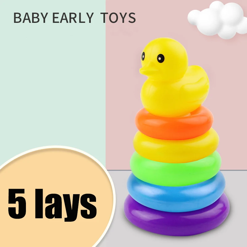 Regenbogen Stapelring Turm Montessori Pädagogisches Babyspielzeug Pyramide Turm Tasse Dinosaurier Stapelspielzeug Strand Pool Spielzeug