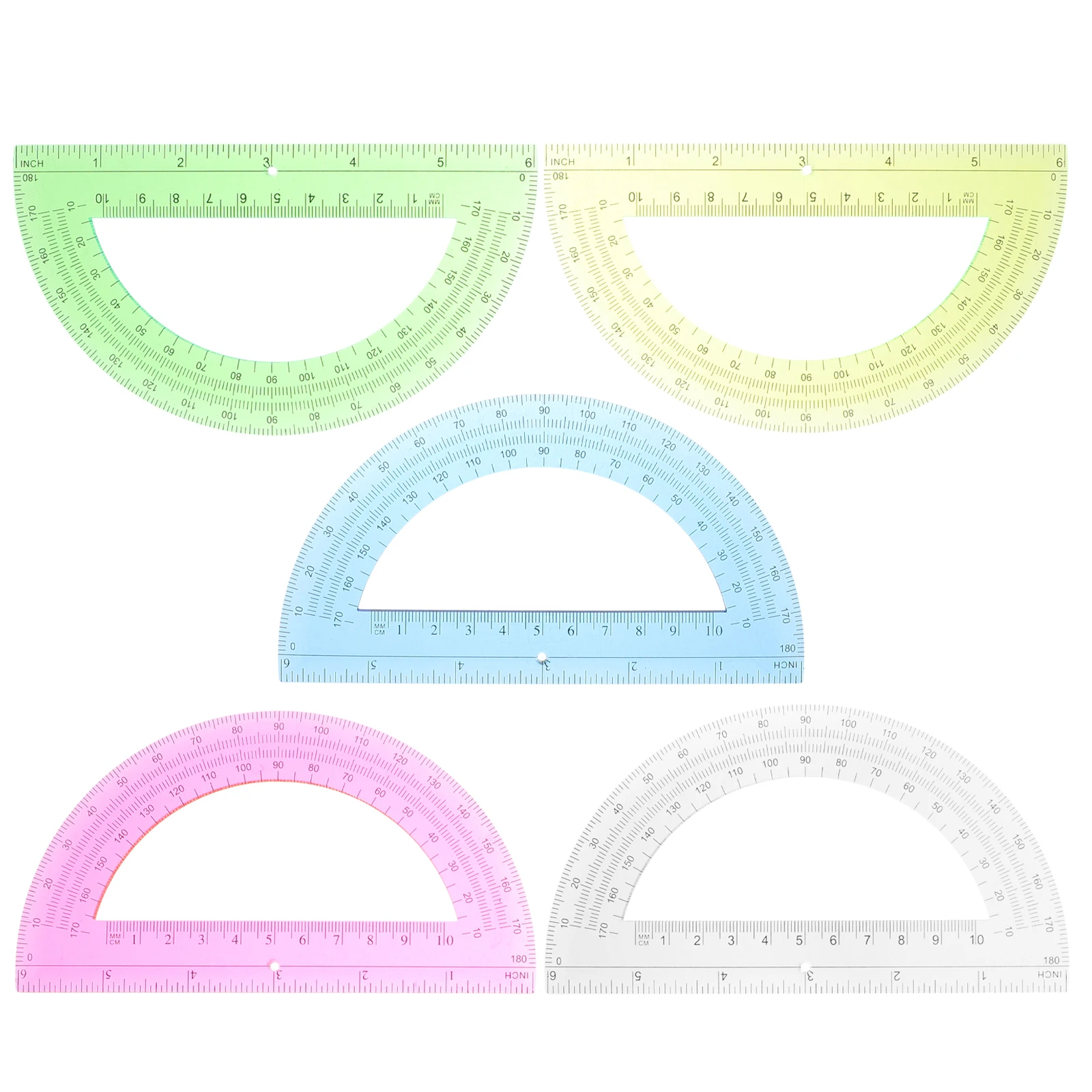 5 Pcs Protractor Set Clear Portable Woodworking Angle Measuring Ruler Professional Student