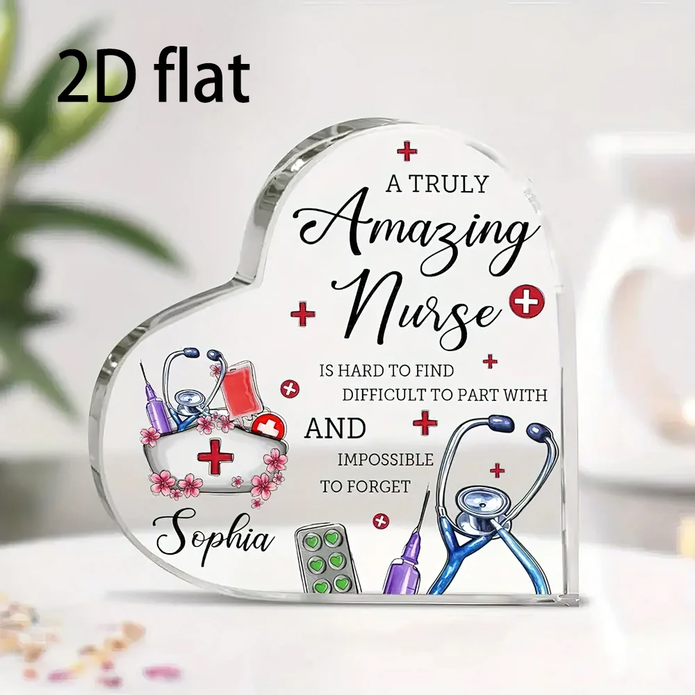 2D Flat, Personalized Nurse Appreciation Plaque - Custom Acrylic Stethoscope Gift for Women - Nursing Graduation & Practitioner