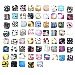 10/20pcs14mm printed Hexagon silicone beads DIY making bracelets necklaces key chains and car decoration chains decorative beads