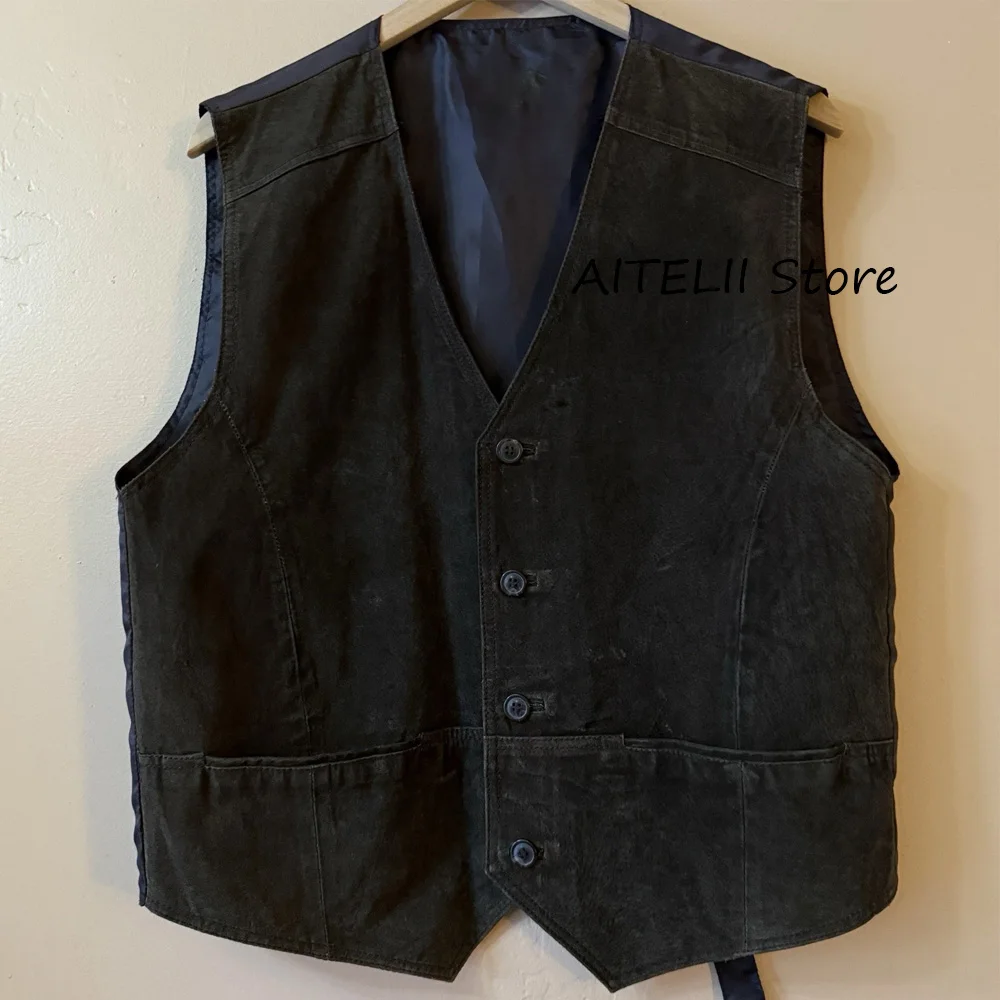 

Мужской жилет, повседневный модный костюм, замшевая ткань, прямые карманы, v-образный вырез, четыре пуговицы, рабочие классические костюмы без рукавов, блейзер