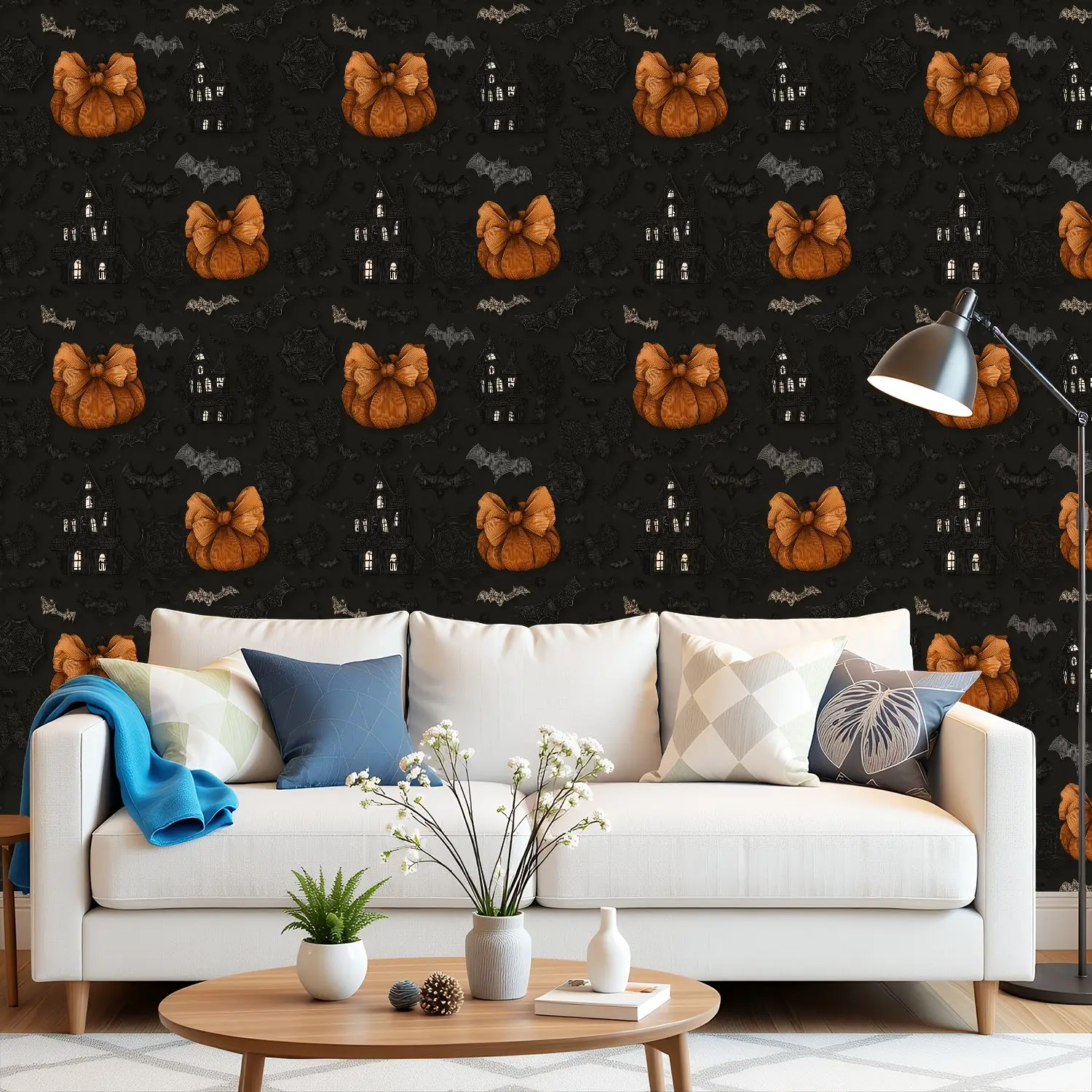 

Обои на тему Хэллоуина 22,83 "X 118" водонепроницаемые обои для гостиной/спальни/ванной комнаты ПВХ стикер на стену