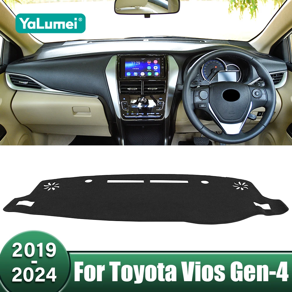

Car Dashboard Cover Avoid Light Pads Sun Shade Mats Non-Slip Accessories For Toyota Vios Gen-4 2019 2020 2021 2022 2023 2024
