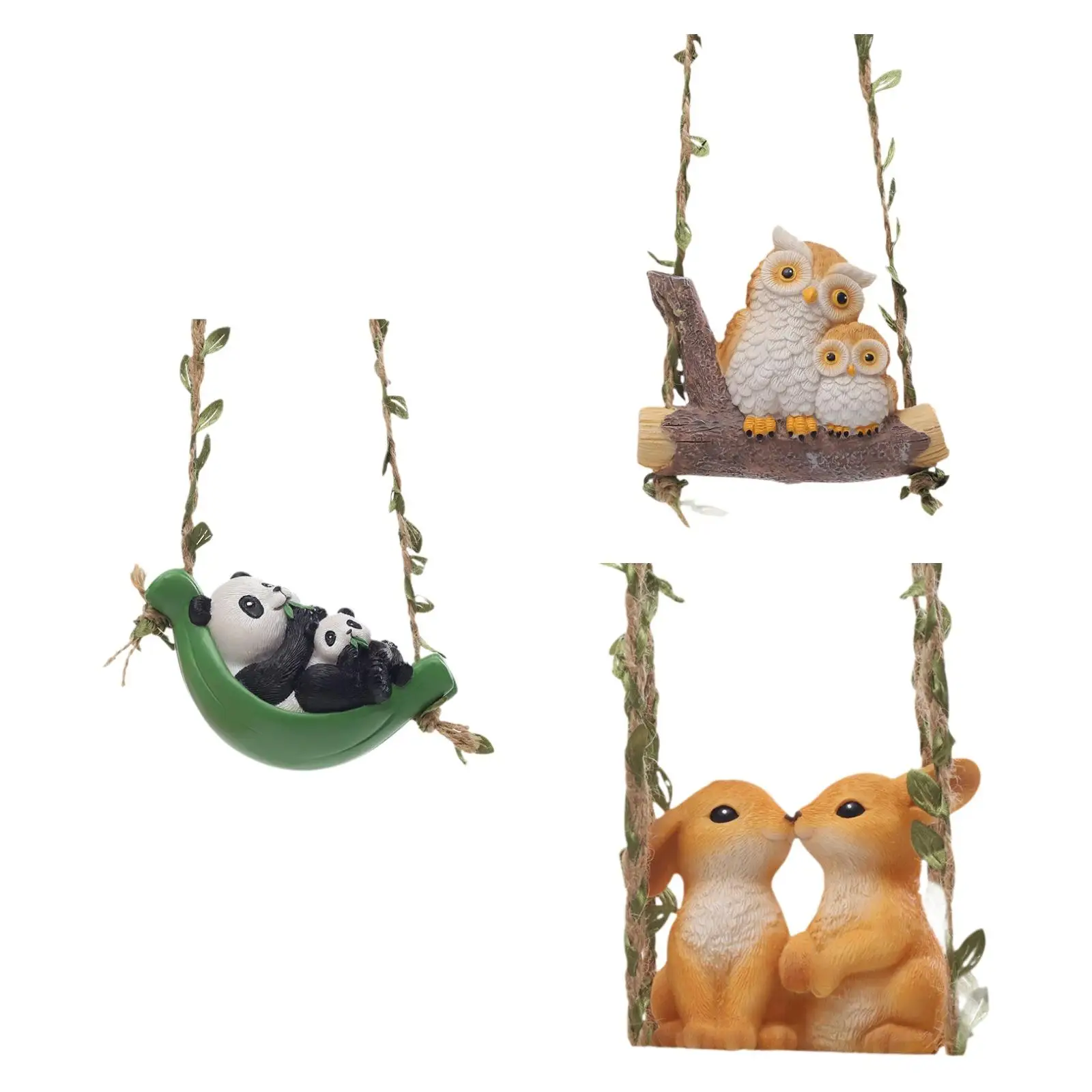 

Swing Animal Garden Statue Gift Funny Resin Ornament for Patio Tree Terrace