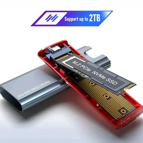 Imagen 2 del producto Carcasa M2 SSD M.2 NVMe SATA SSD, adaptador de carcasa 10Gbps USB 3,2 Gen2 USB C, carcasa externa compatible con teclas M, B y B & M