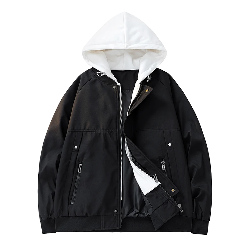 

Autumn Winter Pilot Jacket Men Women Solid Bomber Jacket Vintage Fashion Casual Windbreaker Coat Hooded Couple Parkas Blue Khak