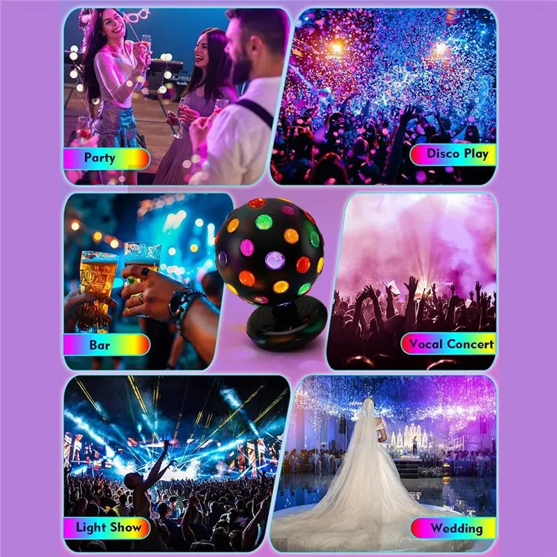 75STO-Multi-Colored LED Rotating Disco Ball Light-11" Spinning Light For Electric Dance Atmosphere