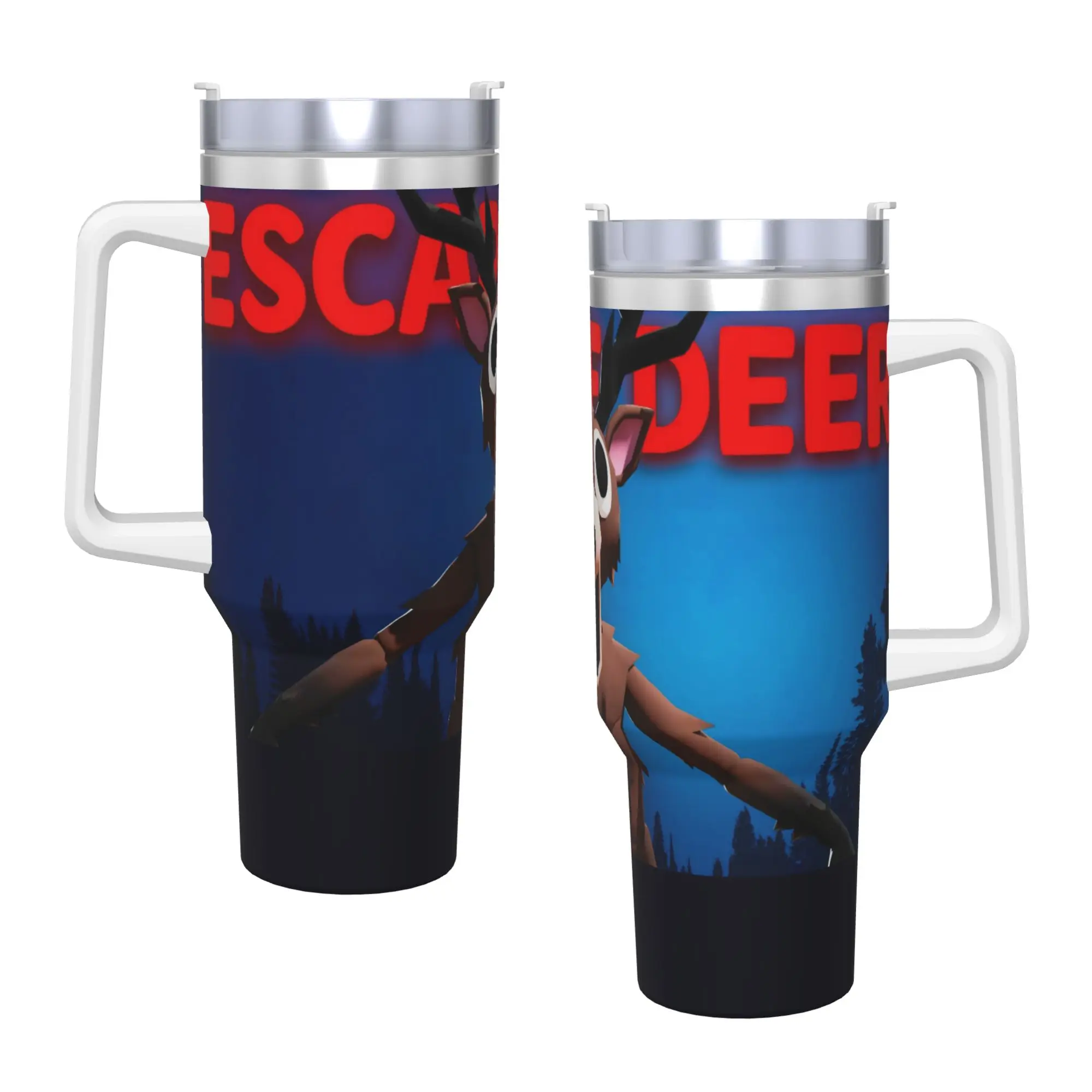 Stainless Steel Tumbler 99 Nights Escape Deer Mugs Cup With Straws  Beach Cold Drink Water Bottle Keep Heat Large Thermal Cups