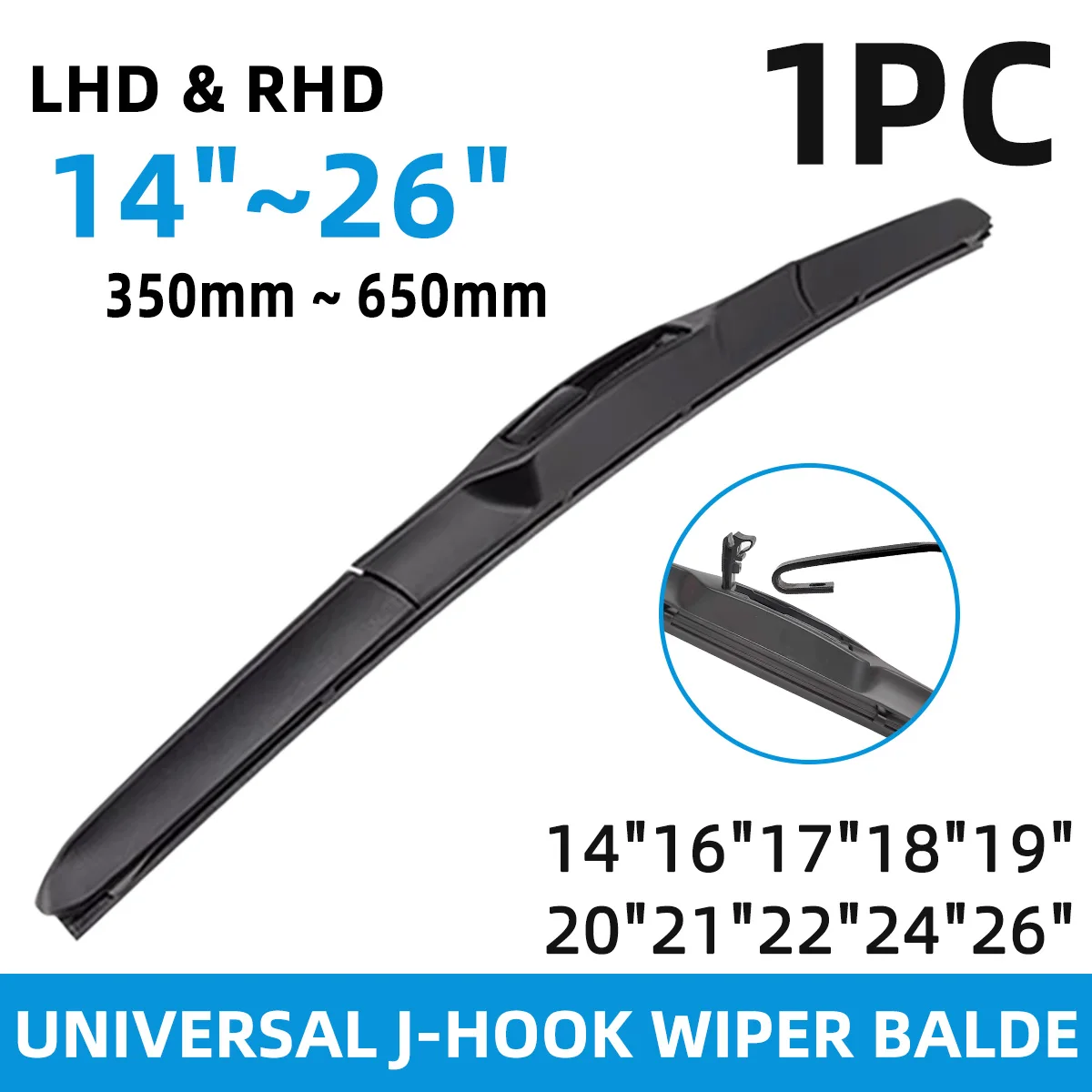1PC Wiper J/U Hook Type Three-Level Design Automotive Windshield Wiper 14