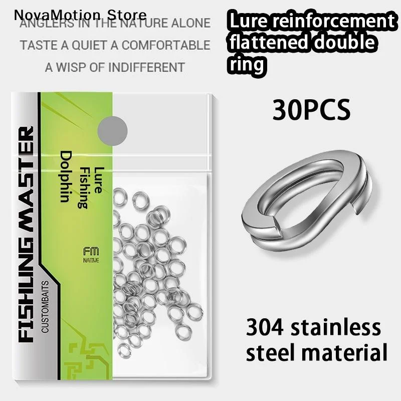 [NM]30Pcs/Set Of Stainless Steel Flat High-strength Improved Bait Flat Ring Small Double Ring Triple Hook Steel Ring Connector