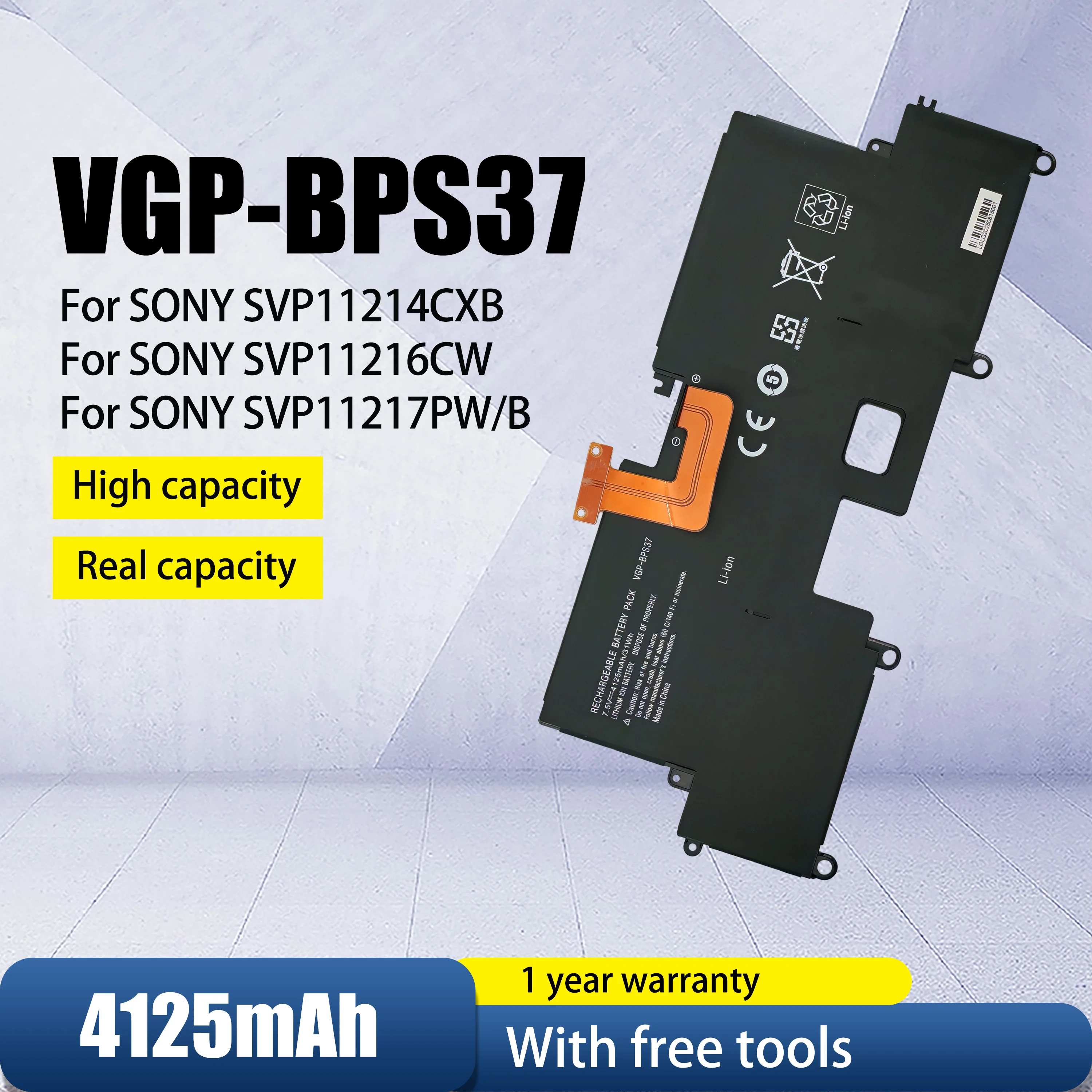 

7.5V 3800MAH 29WH VGP-BPS37 Laptop Battery For SONY VAIO Pro 11 SVP1121 SVP11214CXB SVP11227SCB SVP112A1CL Ultrabook BPS37