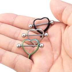 2pc 14G Surgical Steel Nipple Ring Nipple Piercing Bar Love Heart Nipple Shield Barbell Breast Piercing Cover Body Jewelry Women
