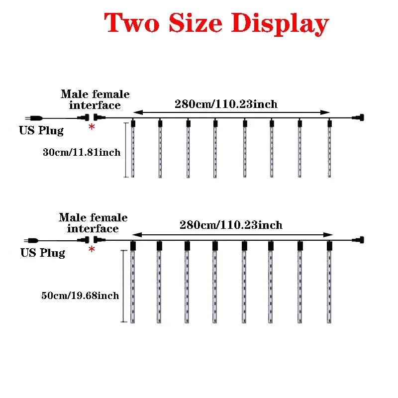 LED 유성우 8 튜브 요정 휴일 조명 미국 플러그 110V 웨딩 파티 침실 야외 2025 크리스마스 홈 인테리어