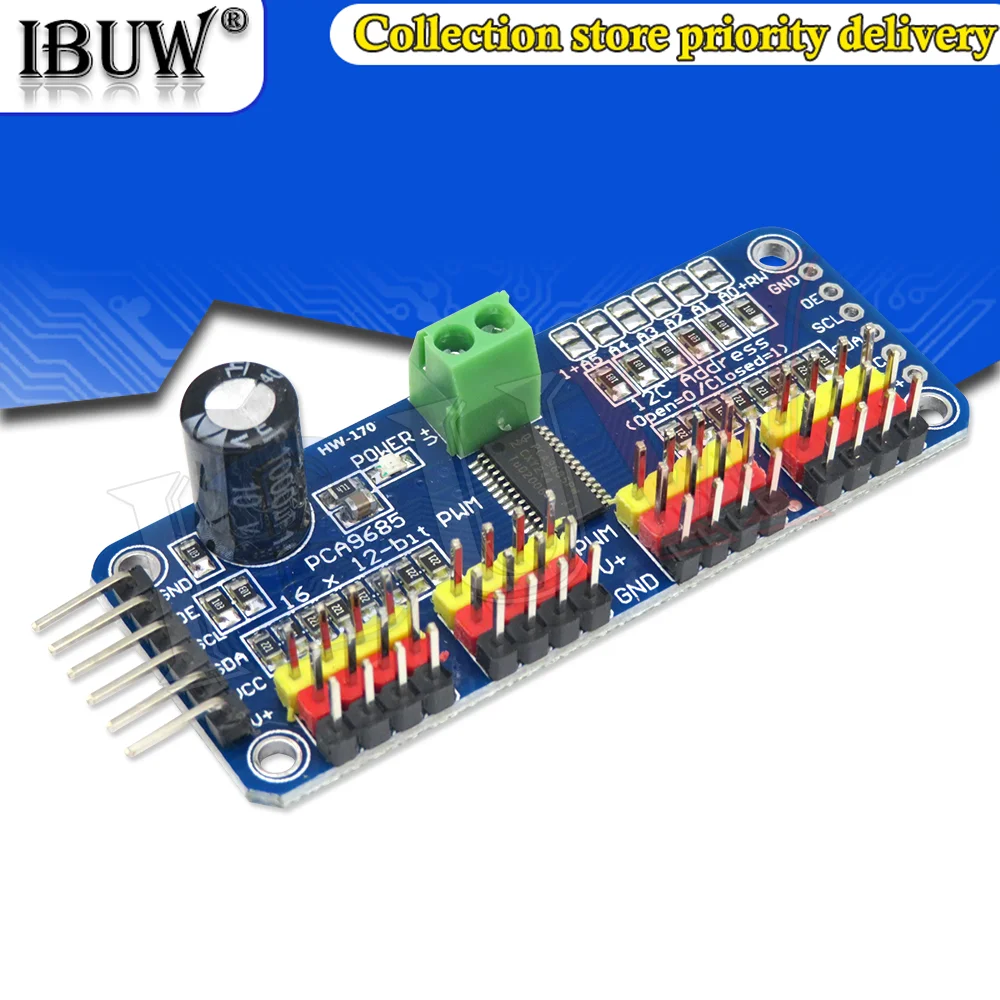 PWM/Servo Driver de 16 canais e 12 bits - Interface I2C - PCA9685 para Arduino Raspberry Pi DIY Servo Shield Module