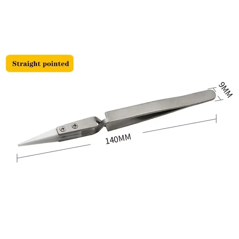 1/3 Stück Präzisions-Lötpinzette mit gerader Spitze aus Keramik, antistatisch, säurebeständig, elektronisches Reparaturwerkzeug