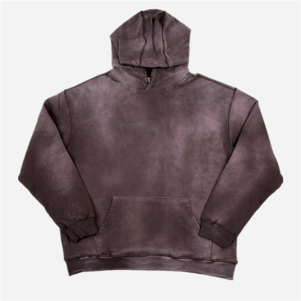 Winter Tie-Dyed Heavy Cotton Fleece Hoodie Kanye Vintage Gradient Pullover Loose Fit Six Color