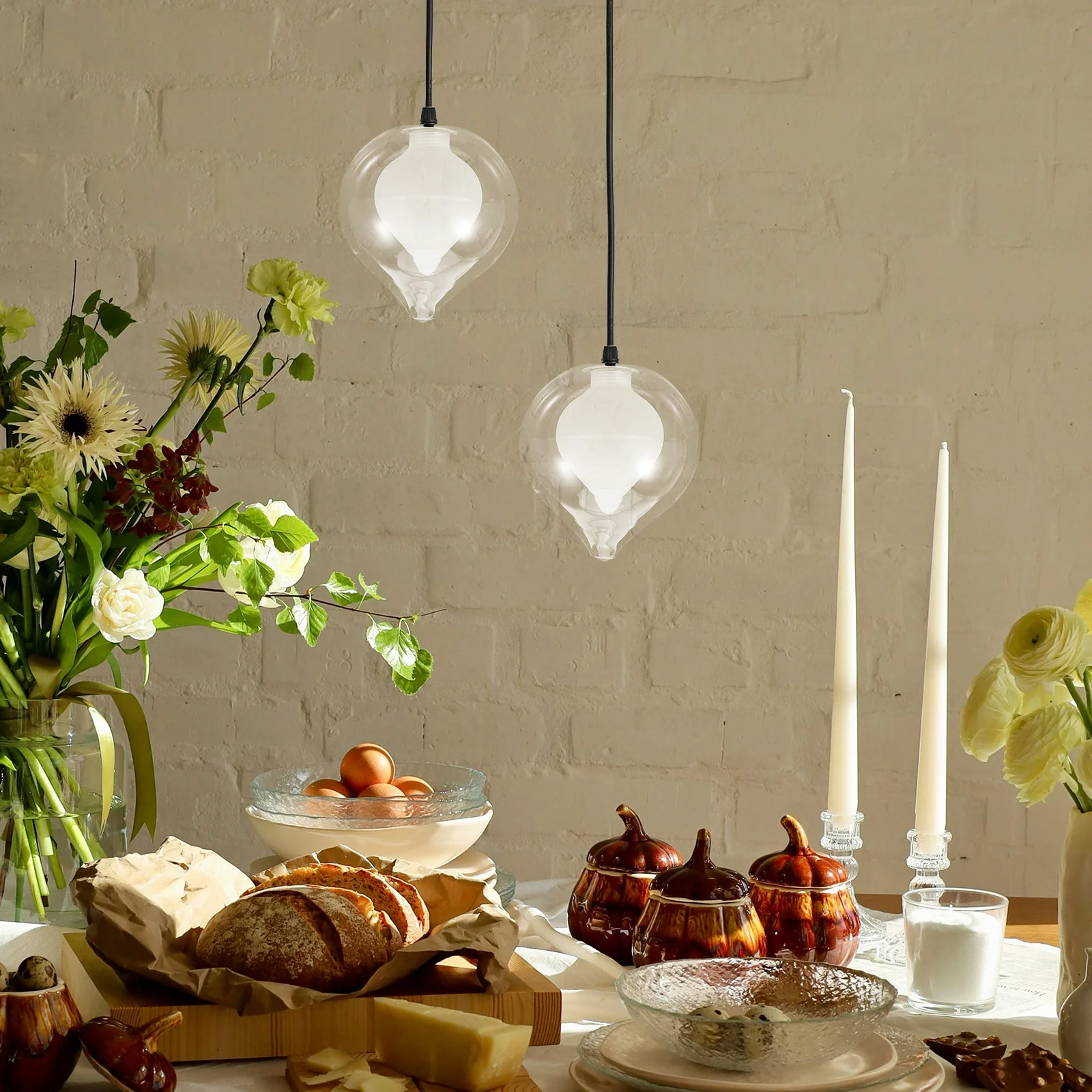 

Double Layered Clear Glass Lampshade 4.72x4.72x4.72 Inch G9 2.2cm Opening for Pendant Ceiling Light Replacement Cover with Heat