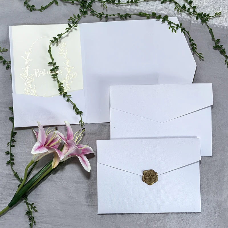 10/30pcs 132x184mm White Envelopes for Wedding Invitation Business High-grade 250g Texture Paper Stationery Supplies Storage Bag