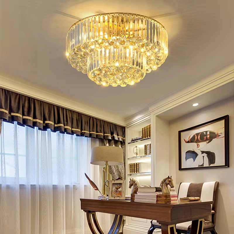 Led Ceiling Lights Classical Round Ceiling Chandeliers Luxury Crystal Lustres Decor Home Plafonnier For Living Room Modern Lamps