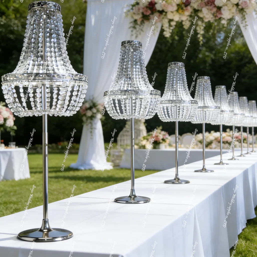 

70/120cm)4-10pcs)Wedding Item Gold Silver Event not Crystal acrylic Lighted Table Top Chandelier Centerpieces for Wedding Table