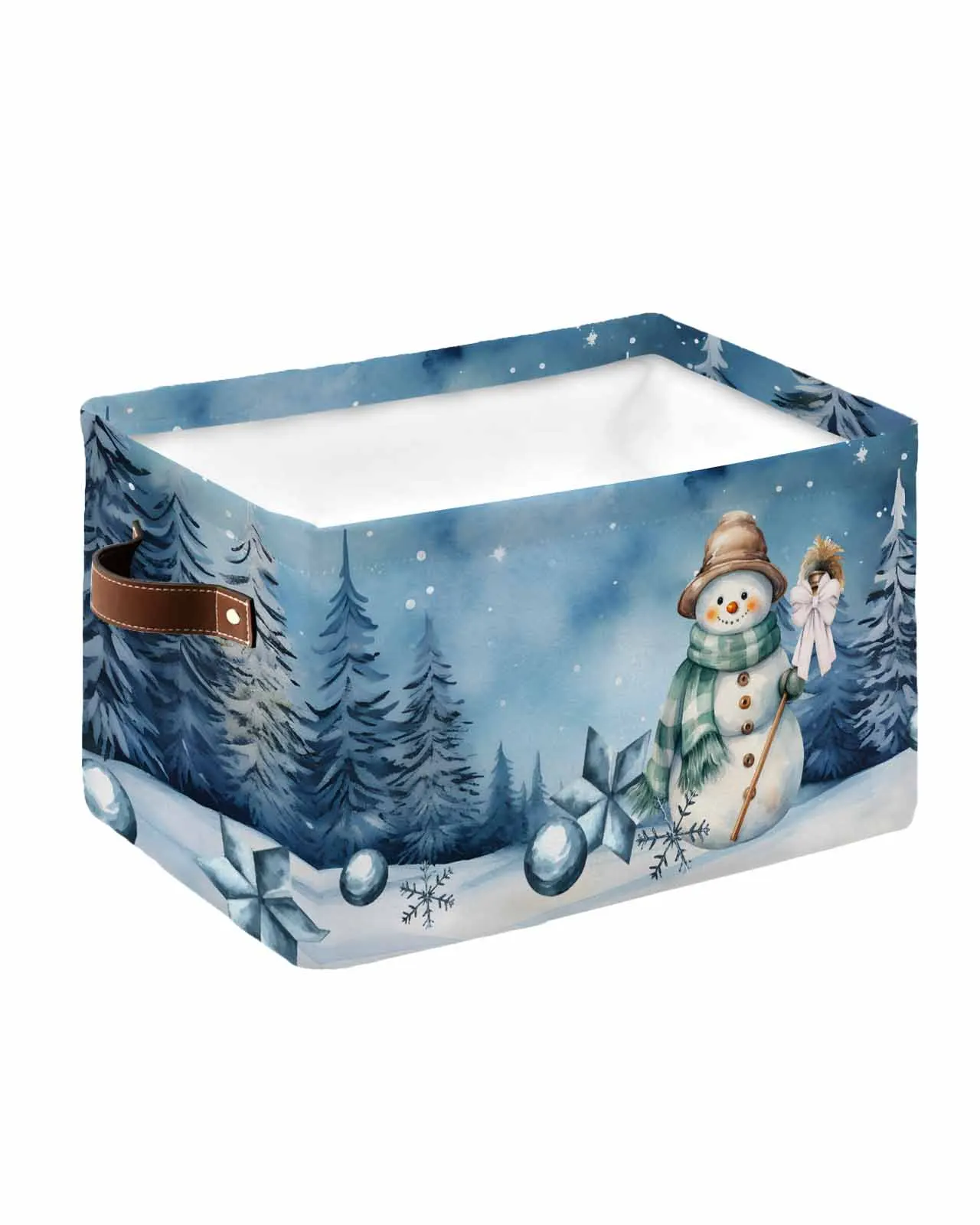 Starry Sky Forest Snow SceneBasket Clothes Folding Storage Box For Nursery Underwear Toy Organizer Laundry Basket With Handle