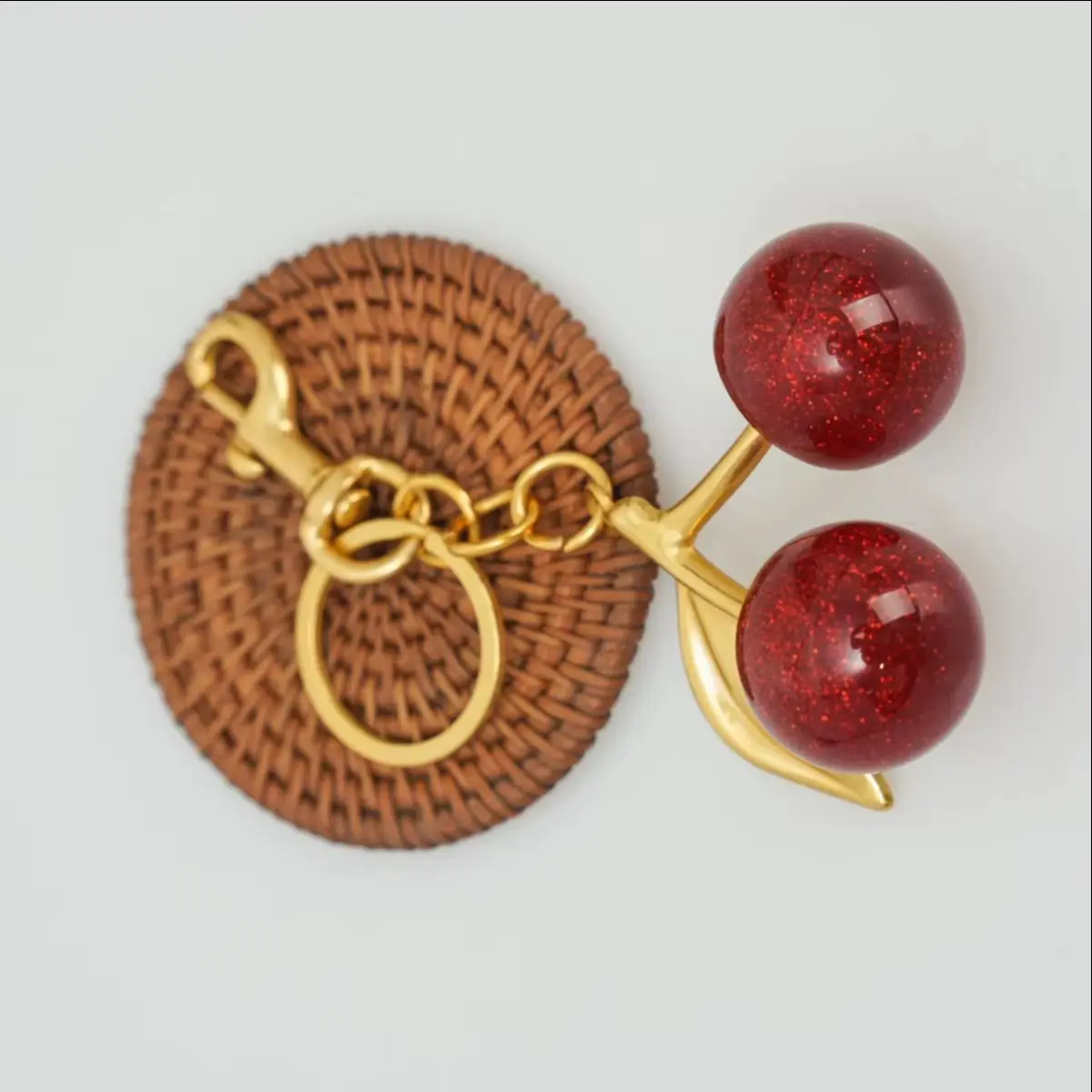 Newly Minimalist Style Crystal Cherry Pendant Suitable for Coach Bags Women's Handbags Shoulder Bags and Keychain Accessories