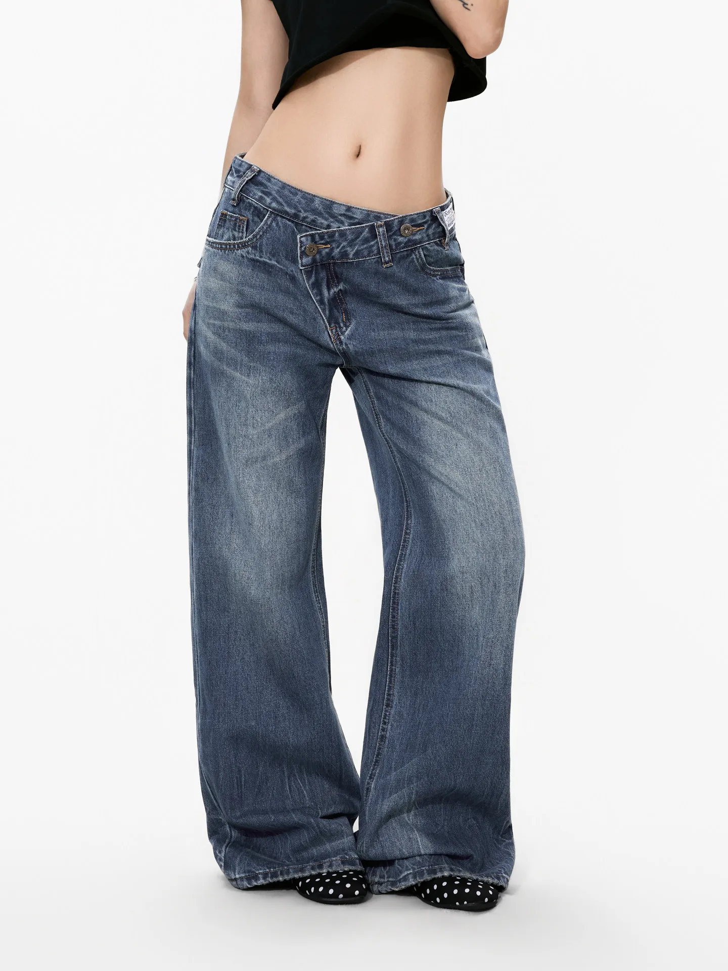 Gradient Autumn 2026 Blue Jeans Women Y2K Vintage High Waisted Jeans Straight Streetwear Loose Large Wide Leg Denim Pants