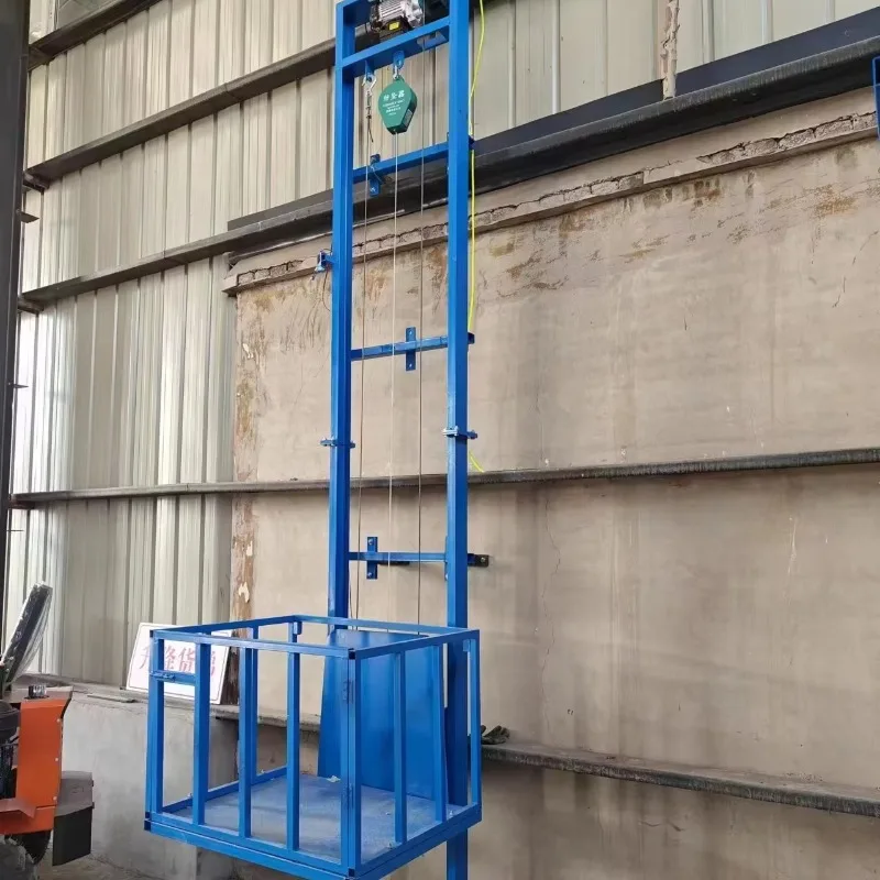 Electric Cargo Lift Freight Elevators Winch Goods Lifting Vertical Platform for Small Wall House Outdoor