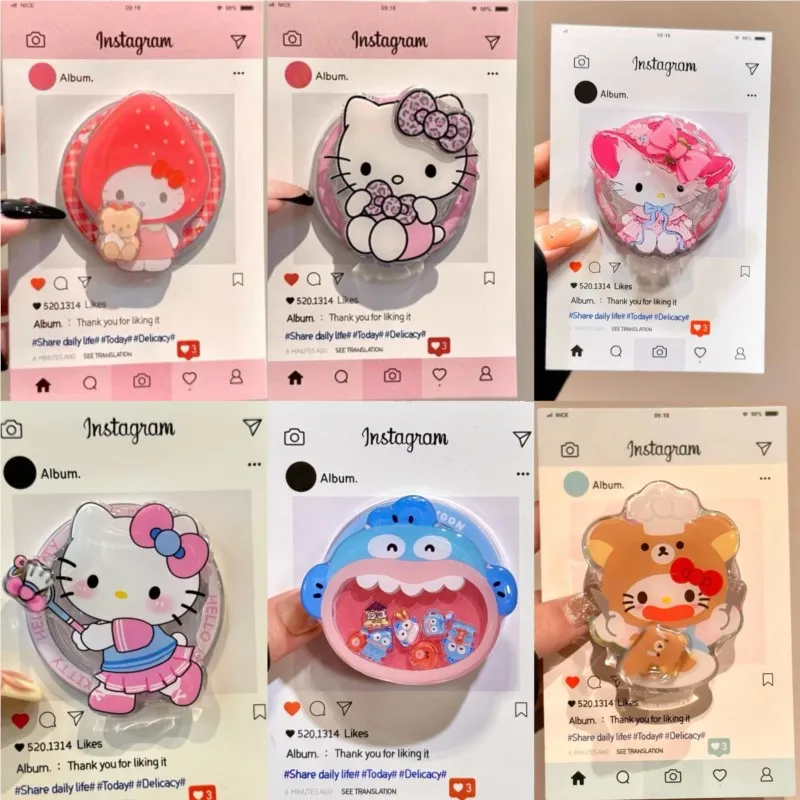 Kawaii Hello Kitty Magnetic Phone Grip Tok Cute Sanrio For Magsafe Holder Foldable Stand Acrylic For iPhone 18 17 Samsung Women