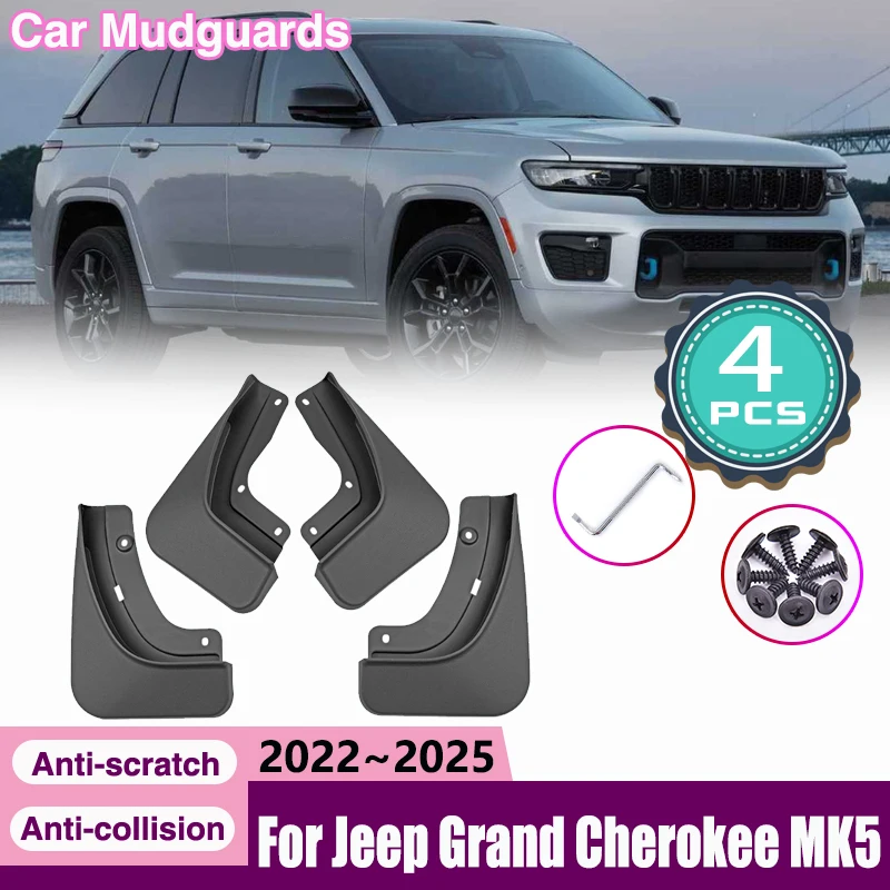 

Car Mudguard Mud Flap For Jeep Grand Cherokee MK5 WL WL74 2022~2025 Front Rear Mudguard Splash Guard Fender Mudflap Accessories