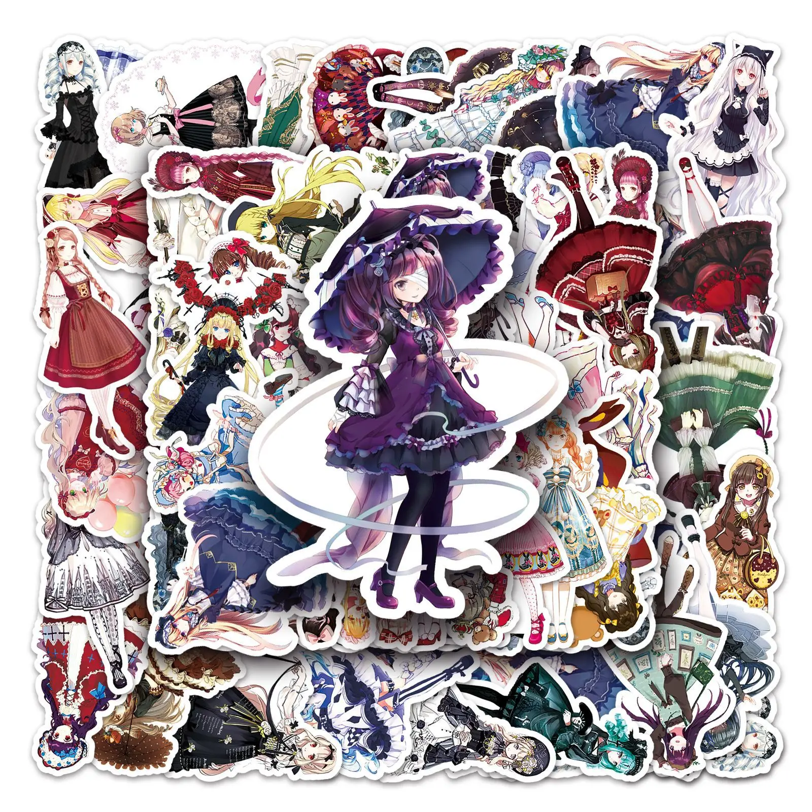 

10/30/50PCS Cartoon Cute Lolita Girl Stickers Pack Skateboard Guitar Decoration DIY Laptop Waterproof Graffiti Decals Wholesale