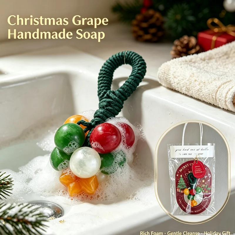 Creative Grape Shape  Design Christmas Handmade Soap Gentle Bath Hand Washing Party Scented Soap Small Gift Festival Decorations