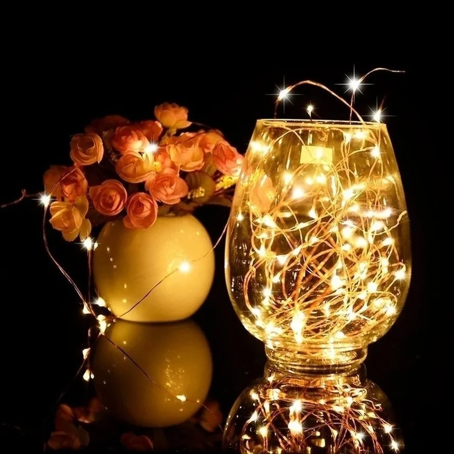 LED Fio De Cobre Fada Luzes Alimentado Por Bateria LED String Luzes Festa Casamento Interior Decoração De Natal Garland Night Lights