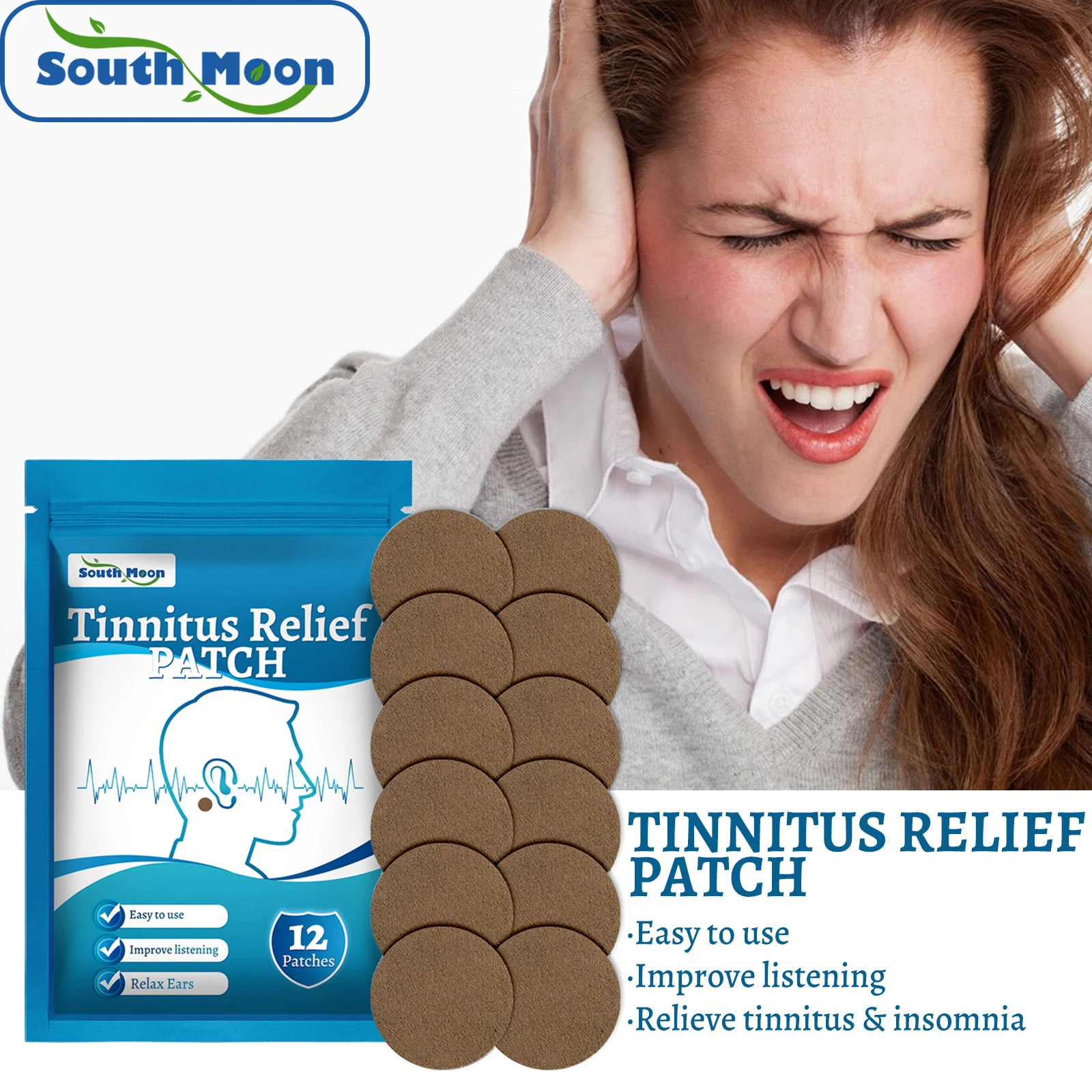 Tinnitus Patch Quickly Relieves Headache Tinnitus Ear Fullness Hearing Loss Reduces Sensitivity to Noise Dizziness Relief Patch