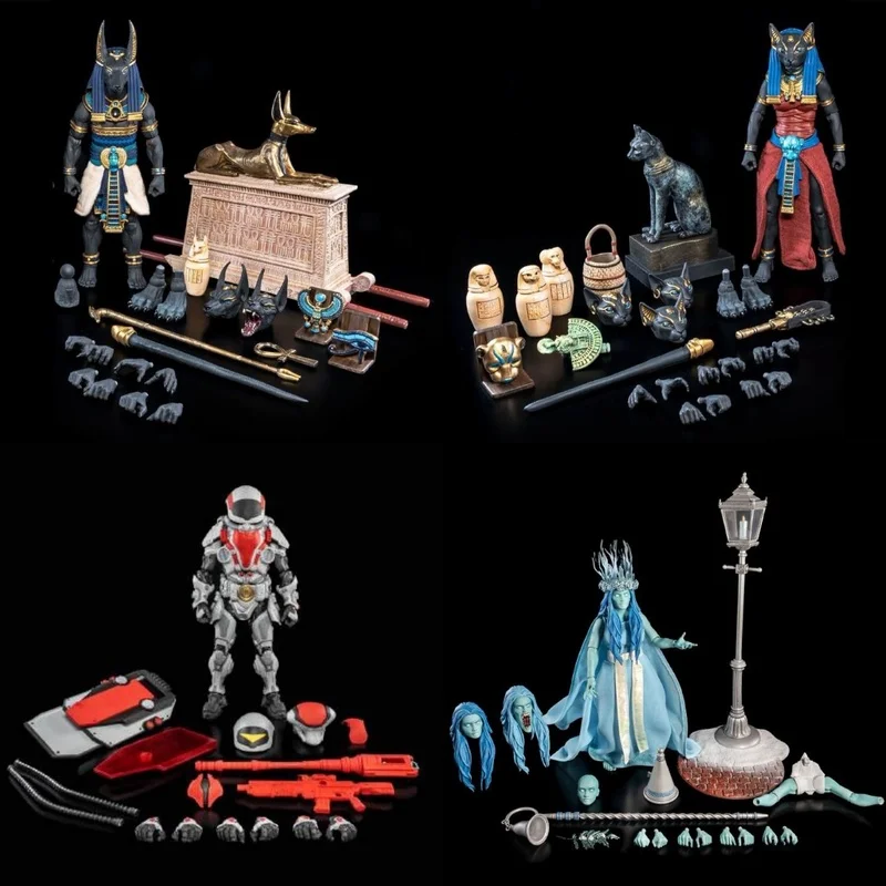 

Four Horsemen Action Figures 25th Anniversary Wave Anubis Bastet Serpent Frankenstein With Accessories For Adult Collectors