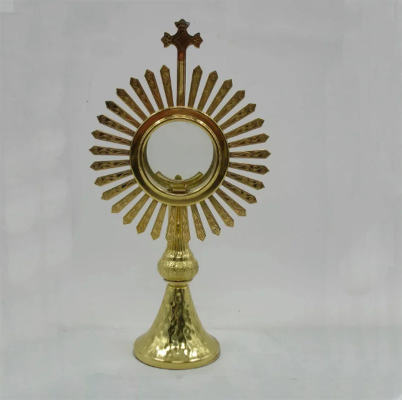 HOLY BOX Monstrance Reliquary For Catholic Church Ostensorium Christian Baprism Gift Pure Copper Souvenirs Home Decoration