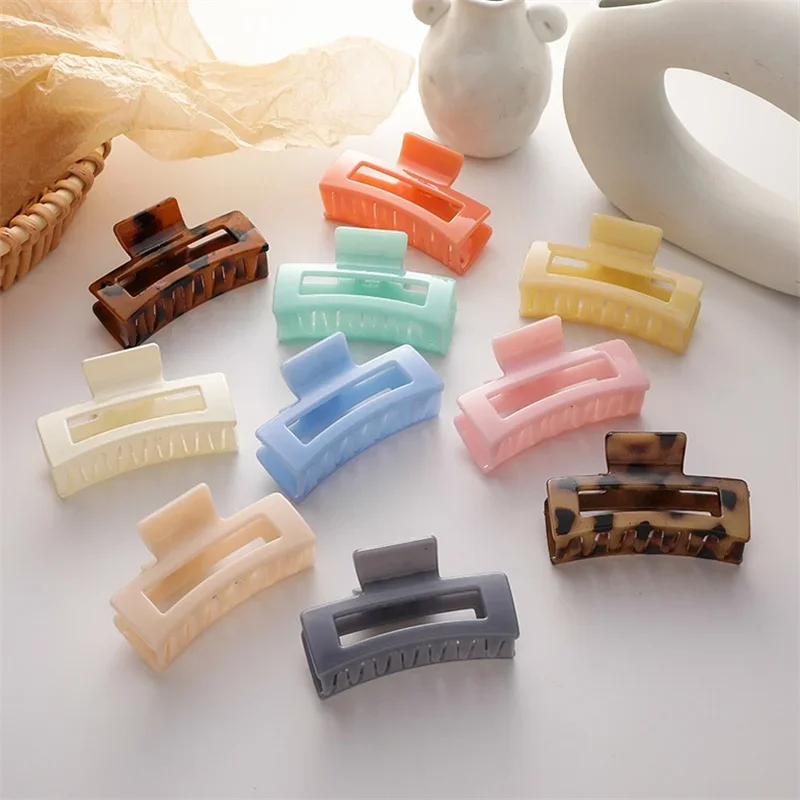 

Korean Style Ladies Shark Clip Morandi Square Hair Clip for Women Claw Fashion Plastic Hair Clamp Women Hair Accessories