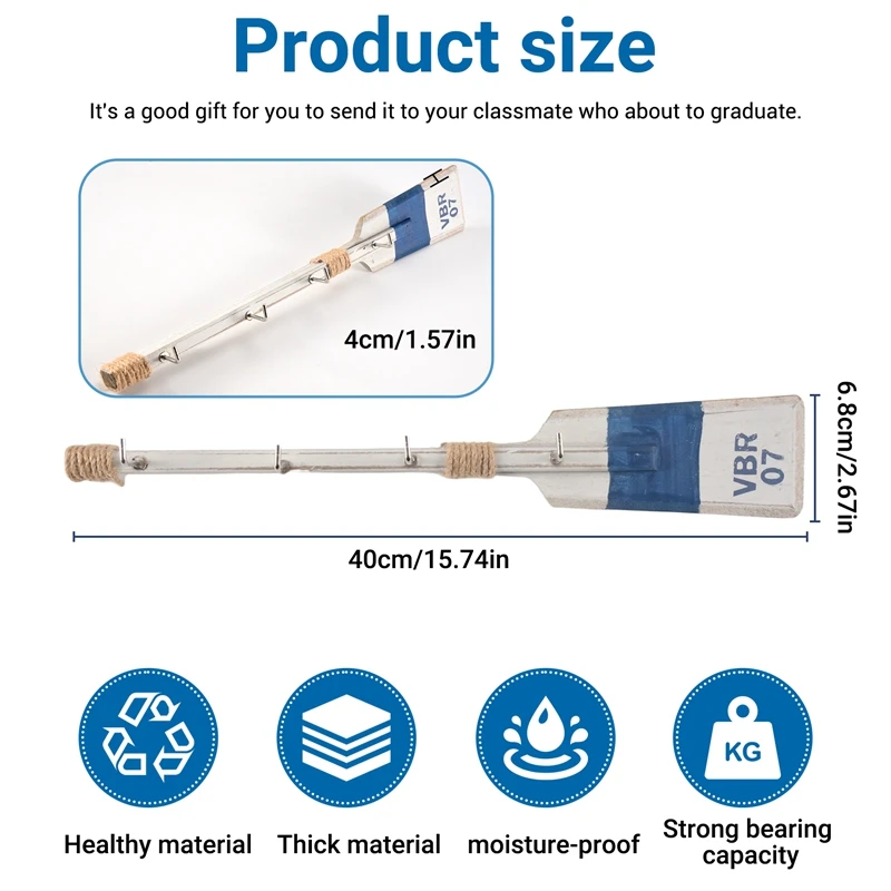 BVBV 1Pc 40cm 해상 나무 노 벽 장식 후크 패들 장식 코트 후크 랙 지중해 골동품 홈 장식