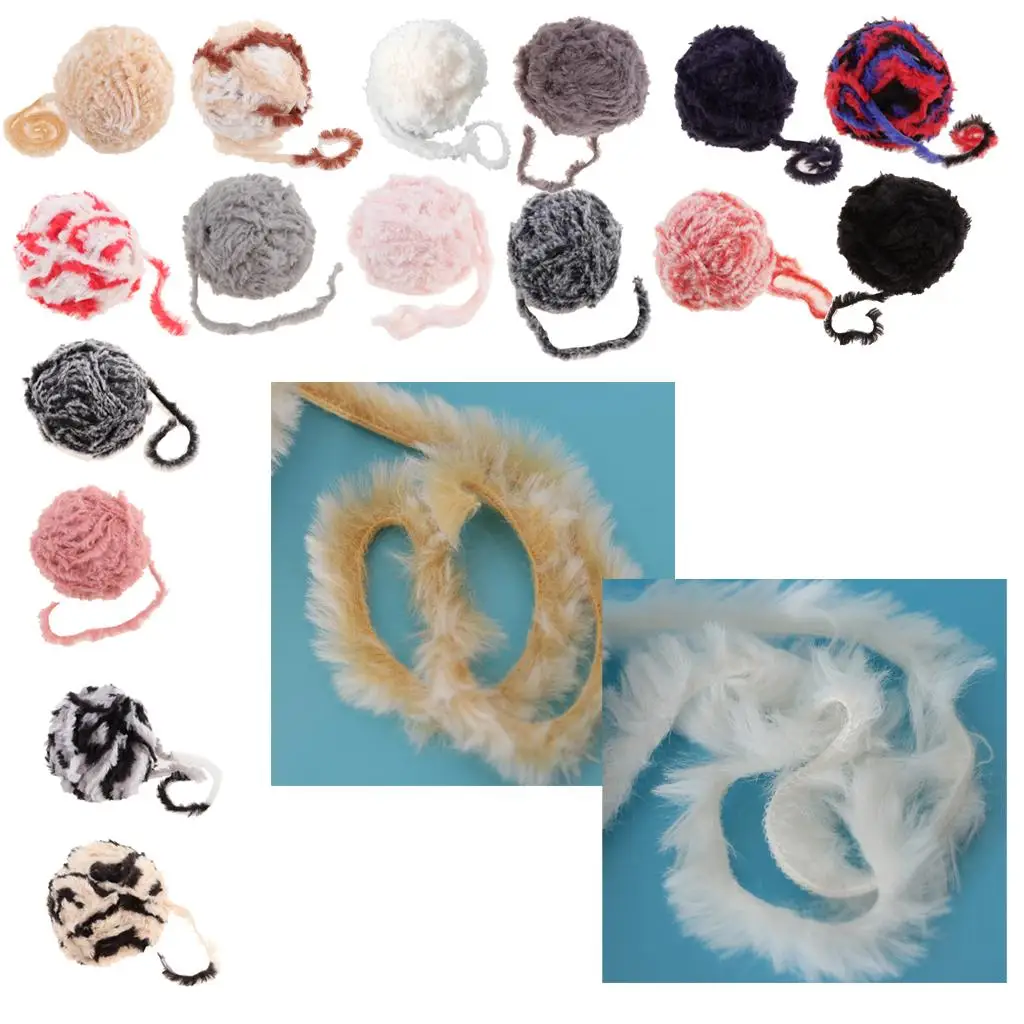 Blesiya 32 Meters 14mm Fur Knit Chunky Yarn Knitting Wool Crochet