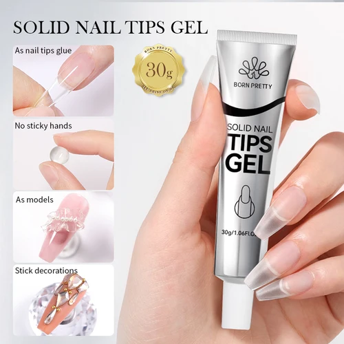 Imagen 2 del producto BORN PRETTY Gel de puntas de uñas sólidas 30ml esmalte de Gel para presionar en las uñas mejora 3 en 1 Gel de uñas para uñas postizas manicura de larga duración