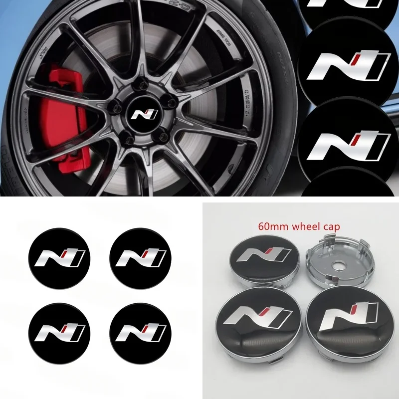4Pcs 56/60mm Wheel Hub Center Caps Rim Cover Accessories For N Line i20 i30 Accent Sonata Veloster Tucson
