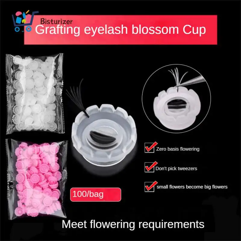 Flower Beauty Eyelash Extension Glue Cups Delay Cup Grafting Eyelash Makeup Tool Tattoo Adhesive Pigment Cups