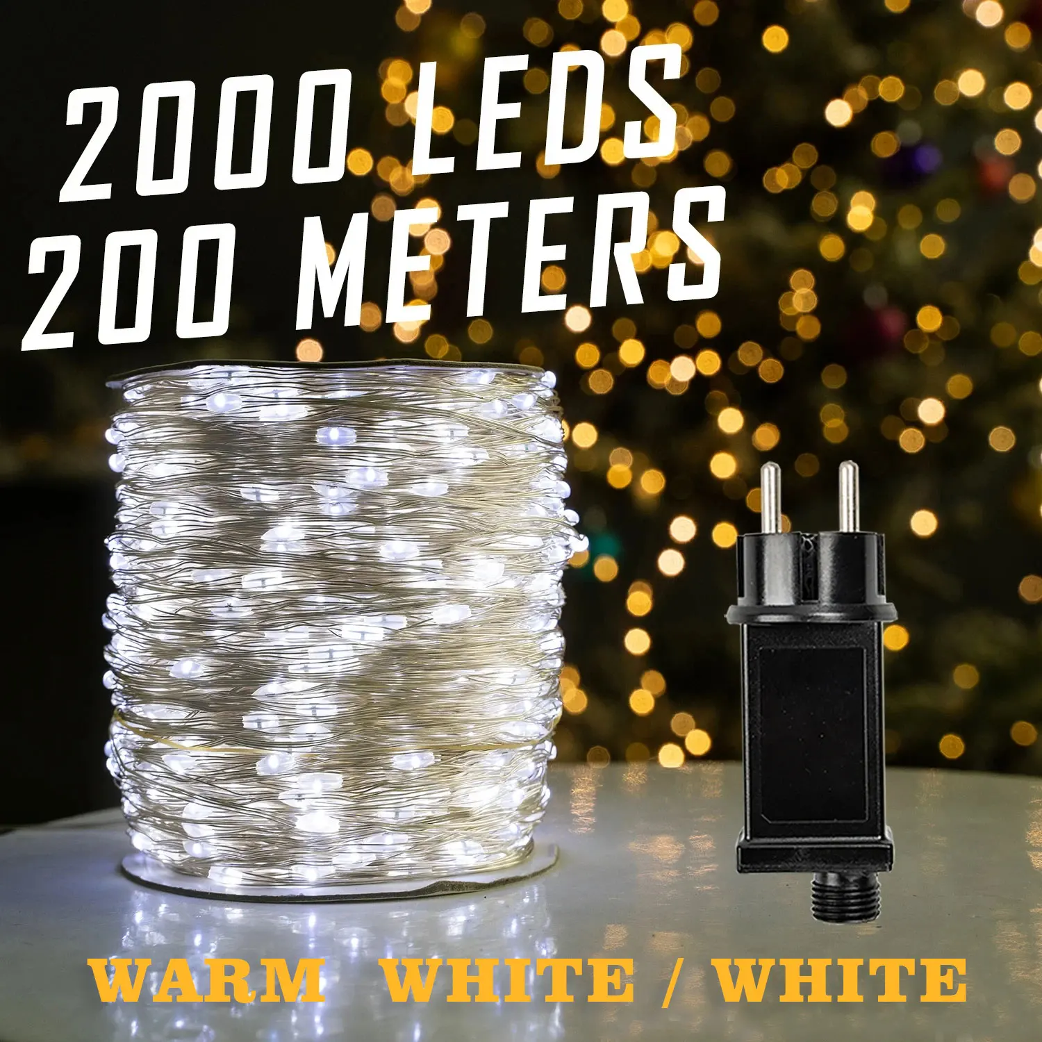10M-200M LEDs String Lights Garland Street Fairy Lamps Outdoor For Patio Garden Holiday Home Christmas Tree Party Decoration