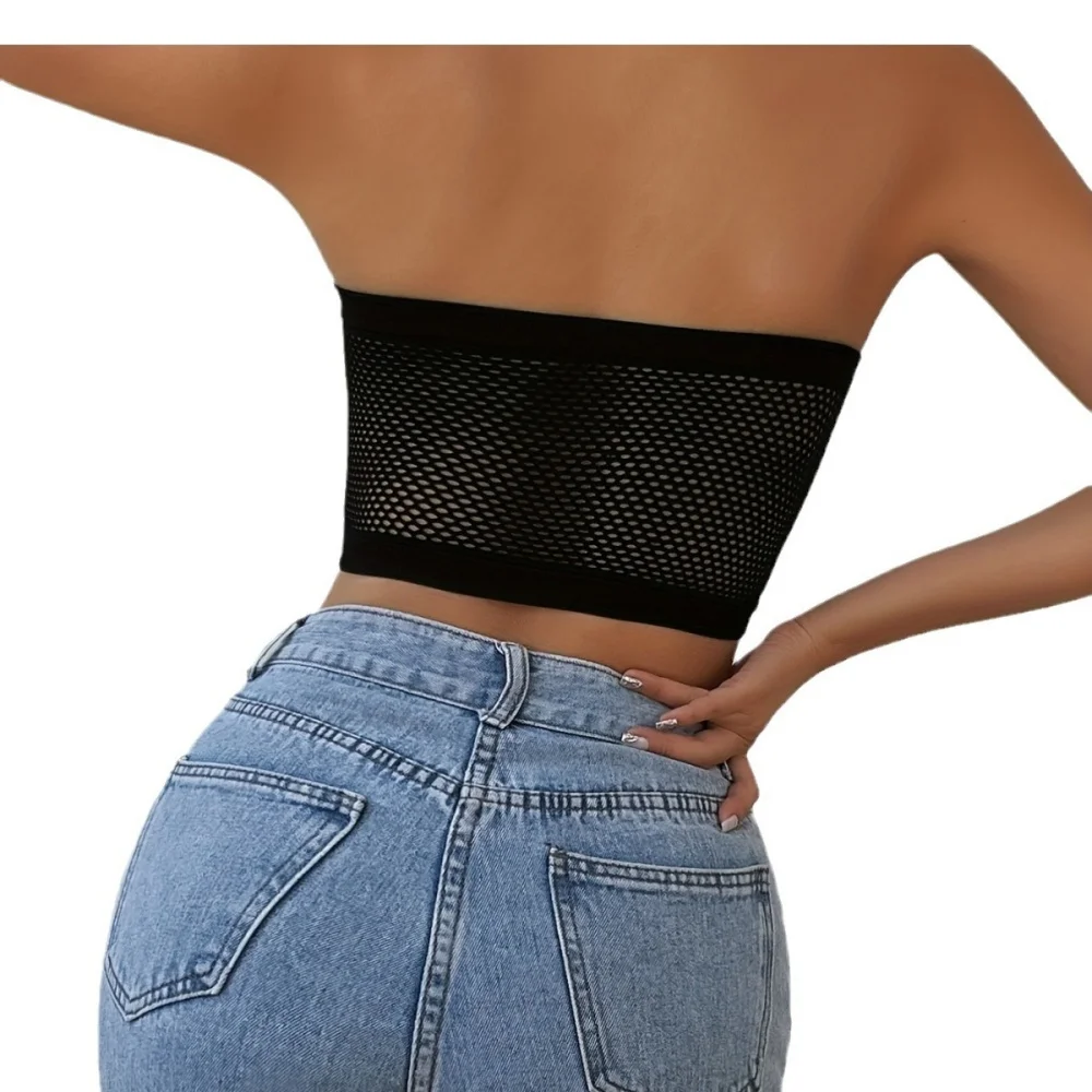 Frauen nahtlose unsichtbare BH atmungsaktive Mesh Tube Top Unterwäsche sexy Dessous träger lose Mesh Crop Top Brust Wrap Push-up-BH heiß