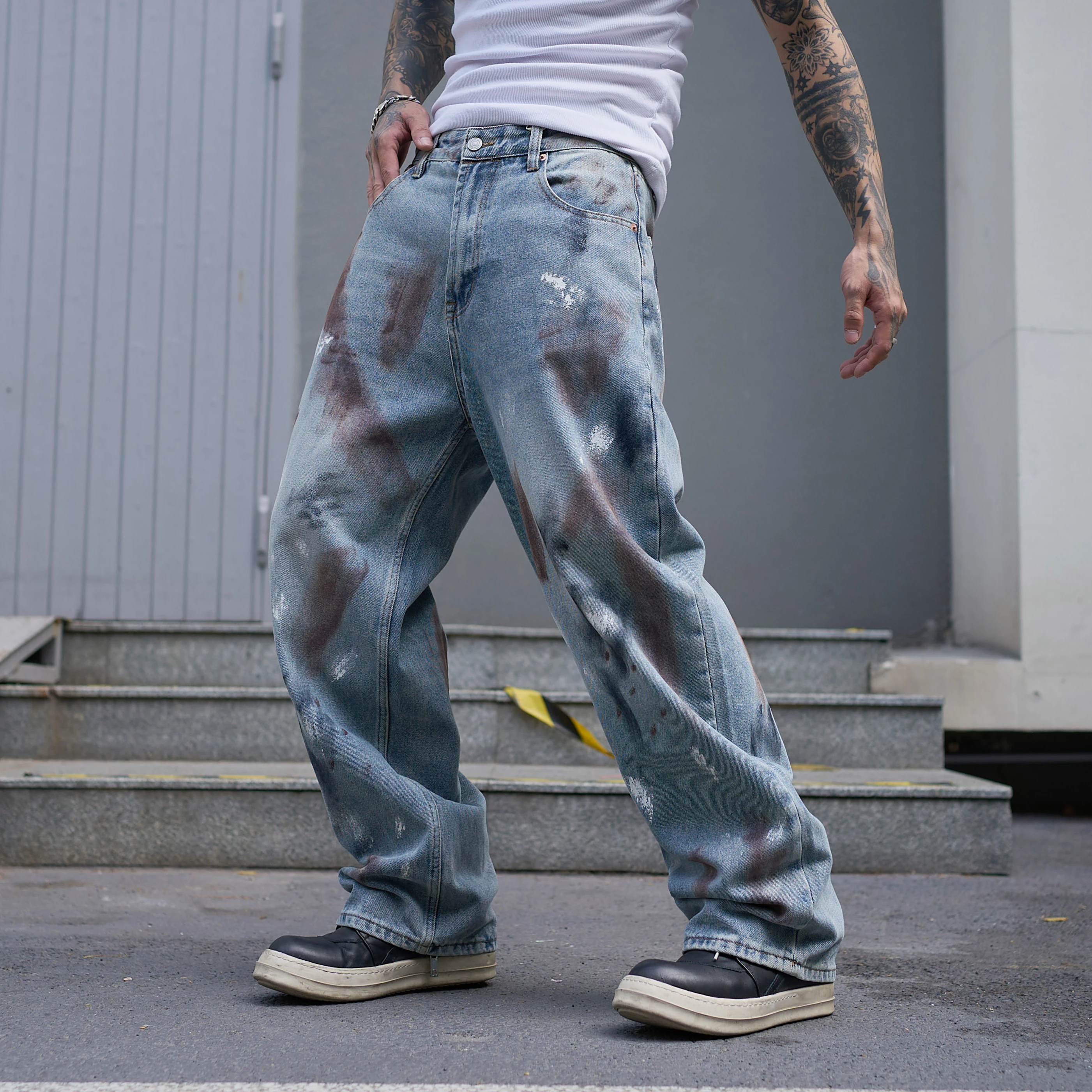 A02 RockCanRoll Jeans jeans lavados de boa qualidade e soltos e elegantes