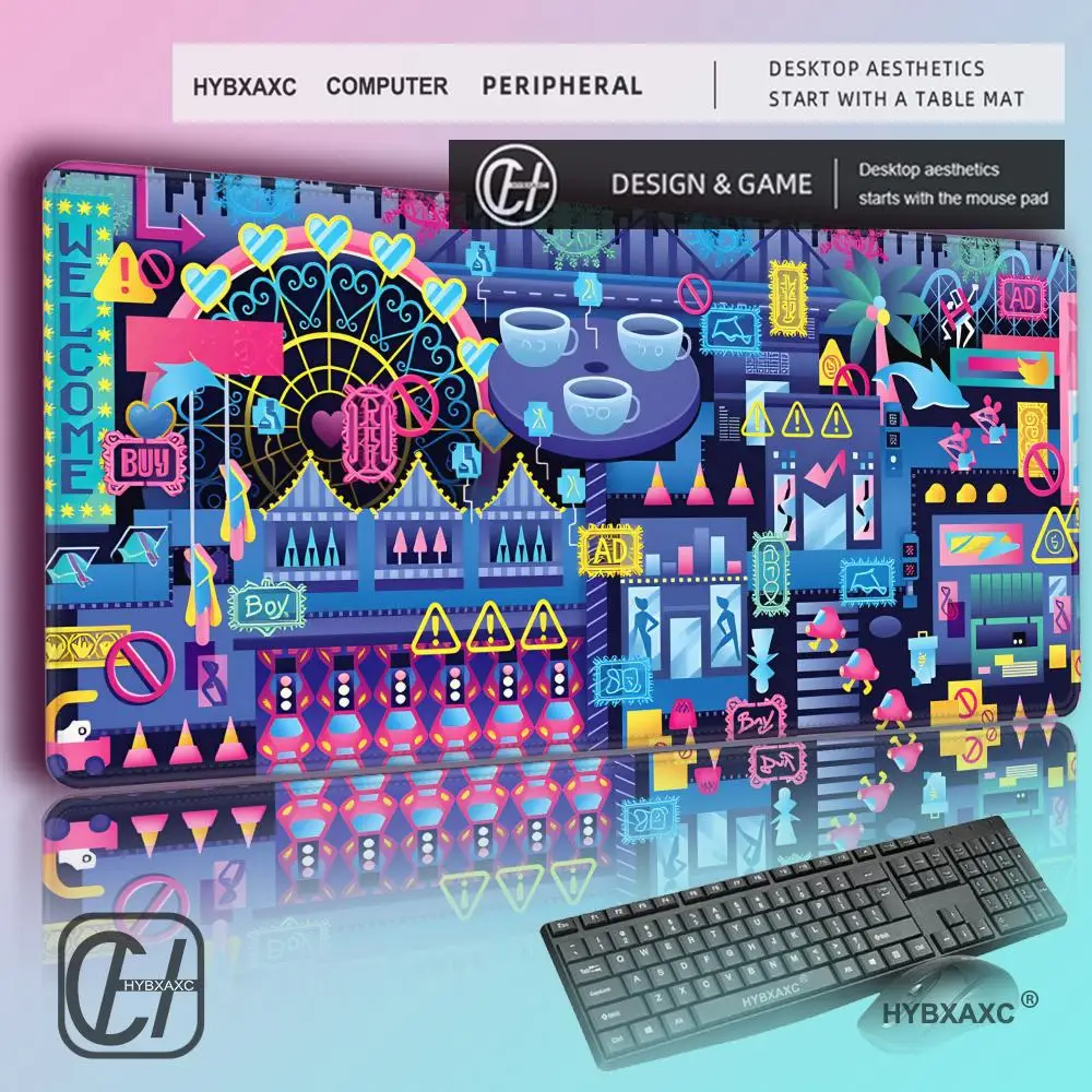 

HYBXAXC Anime Cyber City Extended Pad Mouse Pc Gaming Accessories TablePads Deskmat Gamer Cabinet Mausepad Mousepad Mats